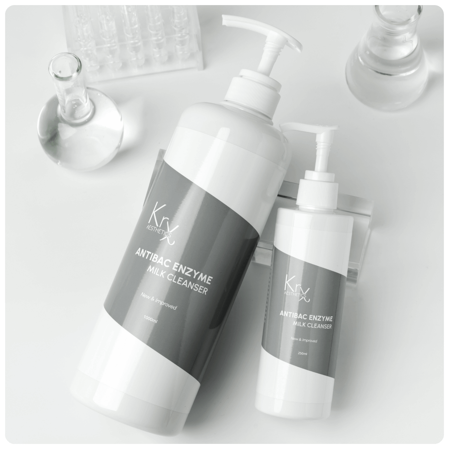 Lait Démaquillant Nettoyant Enzymatique & Antibactérien - 250 ml - Cosmétique professionnelle KRX Aesthetics Suisse