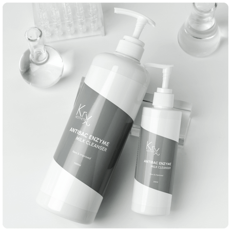 Lait Démaquillant Nettoyant Enzymatique & Antibactérien - 250 ml - Cosmétique professionnelle KRX Aesthetics Suisse